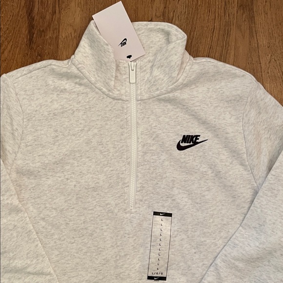 NWT Nike Sportswear Club Fleece Quarter Zip Sweatshirt Birch Heather - Picture 5 of 15